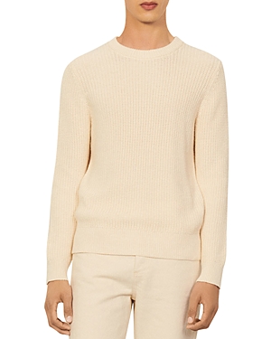 Sandro Ribbed Regular Fit Crewneck Sweater - 150th Anniversary Exclusive In Ecru