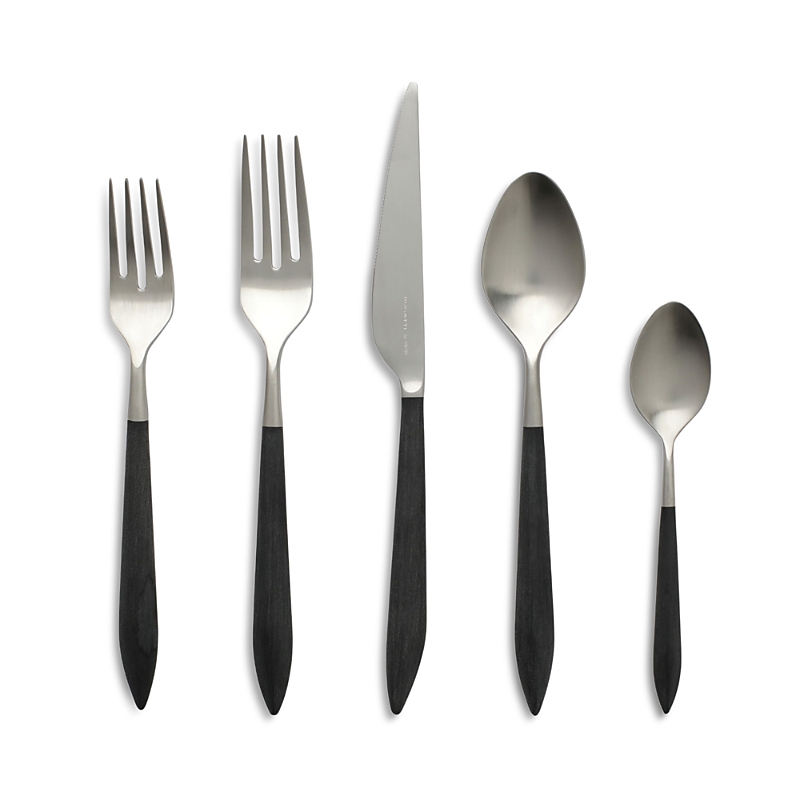 Vietri Ares Argento & Black 5-piece Flatware Place Setting In Silver