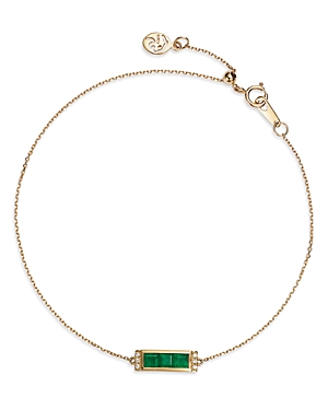 Bloomingdale's Emerald & Diamond Accent Chain Bracelet In 14k Yellow Gold - 100% Exclusive In Emerald/gold