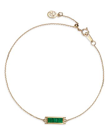 Bloomingdale's - Emerald & Diamond Accent Chain Bracelet in 14K Yellow Gold - 100% Exclusive