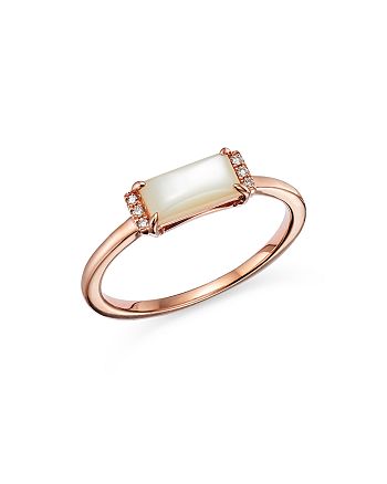 Bloomingdale's - Mother of Pearl & Diamond Accent Stacking Ring in 14K Rose Gold - 100% Exclusive