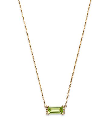 Bloomingdale's - Peridot & Diamond Accent Bar Necklace in 14K Yellow Gold, 16-18" - 100% Exclusive