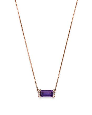 Bloomingdale's - Amethyst & Diamond Accent Bar Necklace in 14K Rose Gold, 16-18" - 100% Exclusive