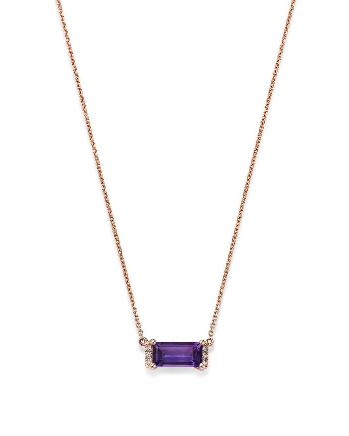 Bloomingdale's Amethyst & Diamond Accent Bar Necklace in 14K Rose Gold ...
