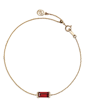 Bloomingdale's Garnet & Diamond Accent Chain Bracelet In 14k Yellow Gold - 100% Exclusive In Garnet/gold