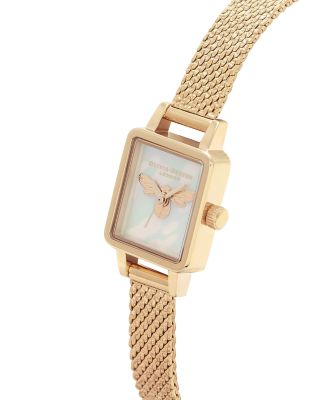 OLIVIA BURTON LUCKY SWEET BEE WATCH WITH 30mm MULTICOLOR FACE WITH 3D BEE ON. Lucky Bee 34mm Gray & Rose Gold Mesh Watch | Olivia Burton  main image 3