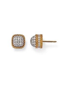Roberto Coin - 18K Yellow Gold Roman Barocco Diamond Pavé Dome Stud Earrings