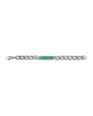 Sterling Silver Turquoise Enamel Logo ID Bracelet