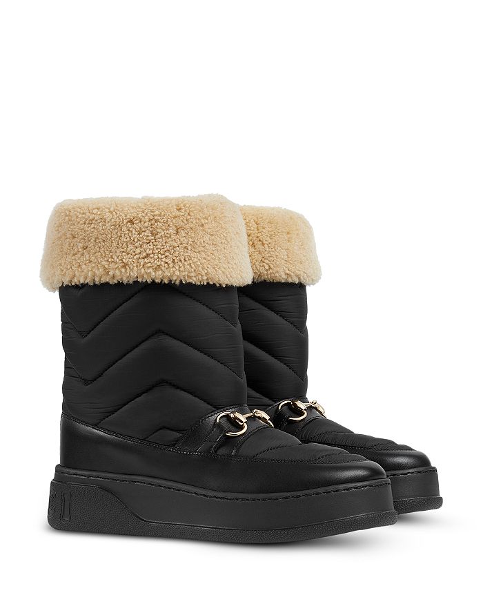 Gucci Women's Chevron Horsebit Pull On Cold Weather Boots | Bloomingdale's