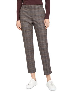 Theory Treeca Plaid Cropped Pants Bloomingdale's
