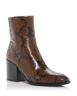 snake print booties low heel