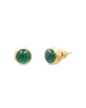Gurhan 24k Yellow Gold Rune Emerald Stud Earrings In Green/gold