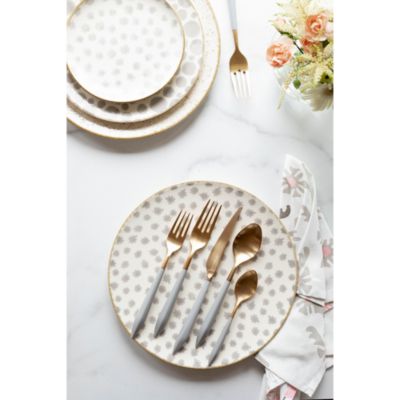Ares Oro &amp; Light Gray 5-Piece Place Setting