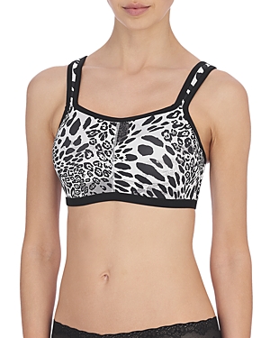 Natori Yogi Contour Convertible Sports Coolmax Convertible Sports Bra (32c) In Black Luxe Leopard Print