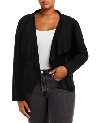 black suede drape jacket