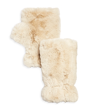 Apparis Ariel Faux Fur Fingerless Gloves In Tan