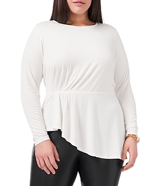 Vince Camuto Pleating Peplum Top In New Ivory