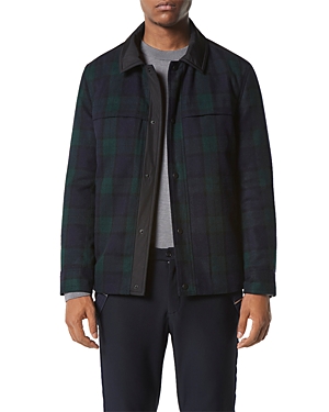 Andrew Marc Gosper Quilted Shirt Jacket In Plaid Black