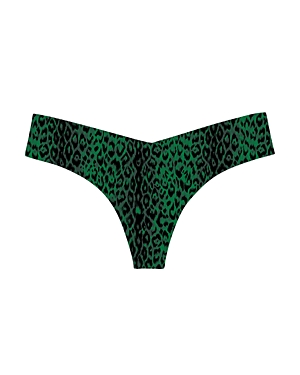 Commando Printed Mesh Thong Panty In Jade Jaguar