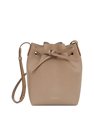 Mansur Gavriel Mini Leather Bucket Bag In Beige