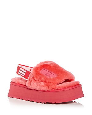 Ugg Women's Disco Shearling Slingback Platform Slippers In Hibiscus Pink