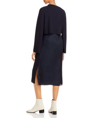 chinese dress ladies Naadam Women's Cotton-Silk Layered Tank Midi-Dress - Black Combo main image 1