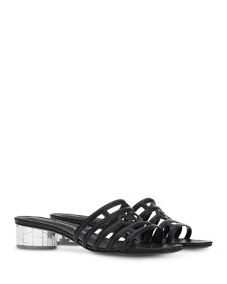 Ferragamo Finn Lambskin Mirror-heel Sandals In Black