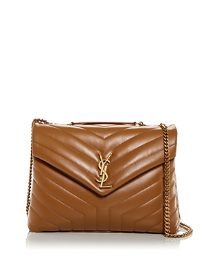Saint Laurent Loulou Medium Quilted Leather Crossbody In Natural/gold