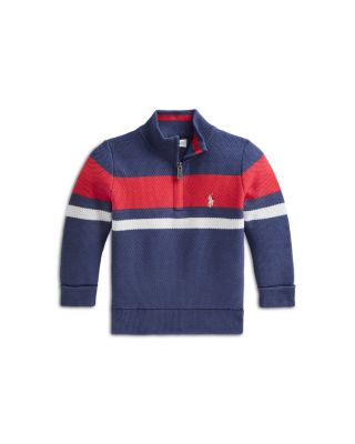 Ralph Lauren Polo Boys' Striped Cotton Quarter Zip Sweater Baby
