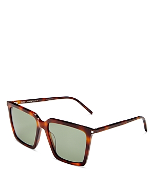 Saint Laurent Women's Square Sunglasses, 56mm In Havana/green
