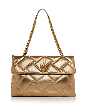 Kurt Geiger Kensington Xxl Soft Quilted Leather Shoulder Bag In Gold/brass