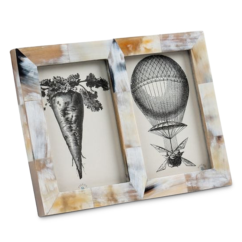 Pigeon & Poodle Essen Natural Horn Double 4 X 6-inch Picture Frame In Natural