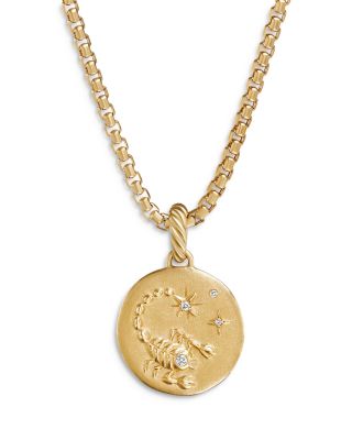 David Yurman 18k Yellow Gold Diamond Zodiac Amulet Pendant In Scorpio