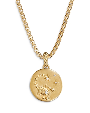 David Yurman 18k Yellow Gold Diamond Zodiac Amulet Pendant In Scorpio