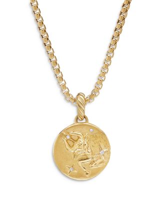 David Yurman 18k Yellow Gold Diamond Zodiac Amulet Pendant In Taurus