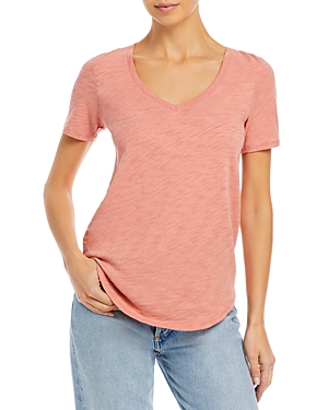 Atm Anthony Thomas Melillo Short Sleeve V-neck Tee In Flamingo