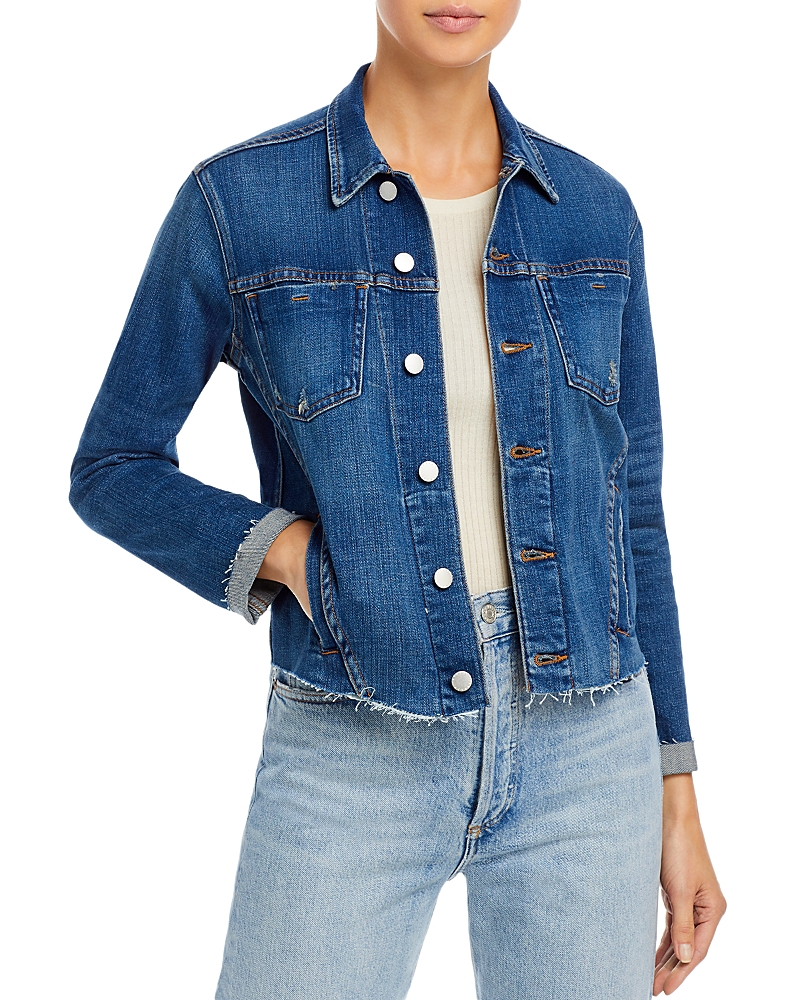 L'agence Janelle Slim-fit Distressed Denim Jacket In Hawthorne