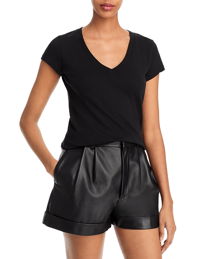 L'agence Becca Cotton V-neck Tee In Black