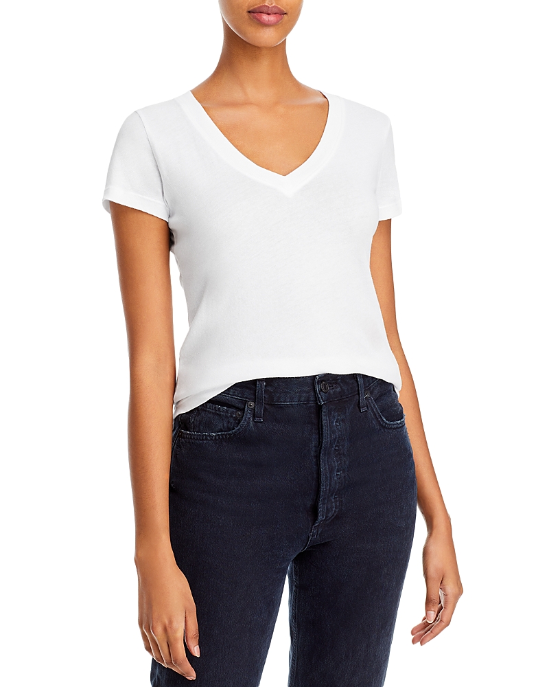 L'agence Becca V-neck Short-sleeve Tee In White
