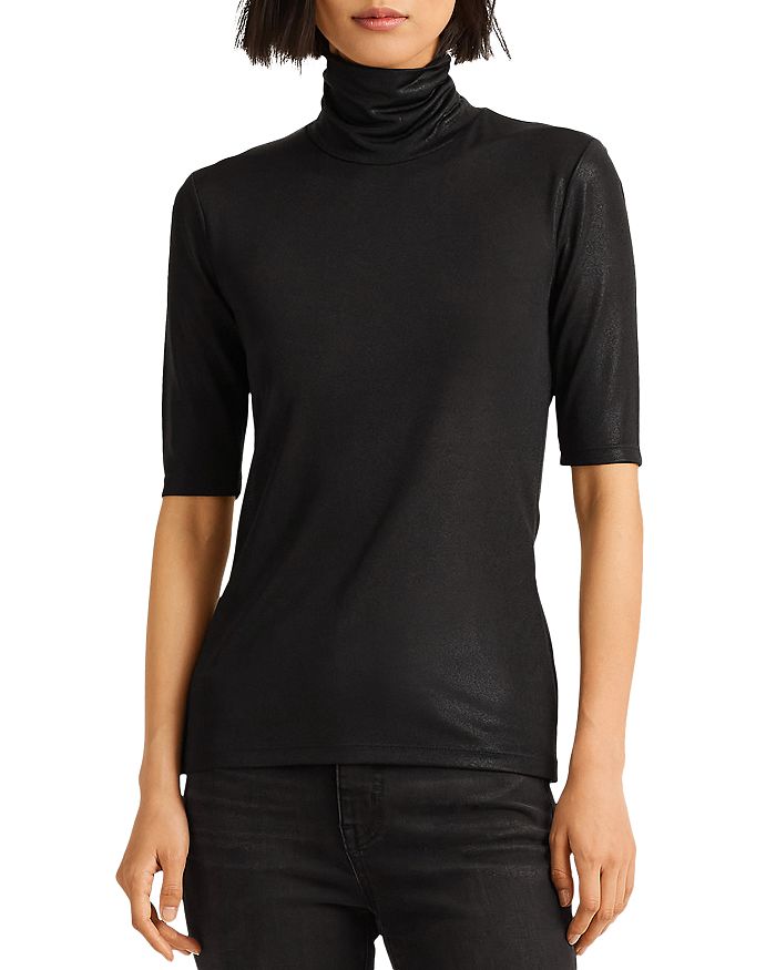Metallic online turtleneck top