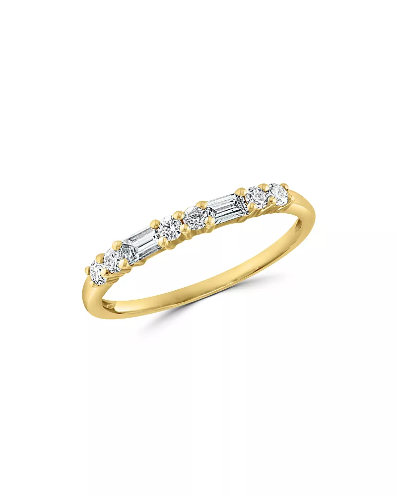 Bloomingdale's Fine Collection Round & Baguette Diamond Stacking Band in 14K Yellow Gold, 0.25 tcw