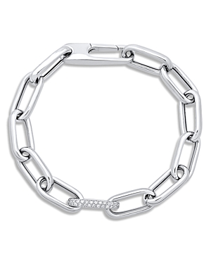 Alberto Amati Sterling Silver Diamond Paperclip Link Bracelet