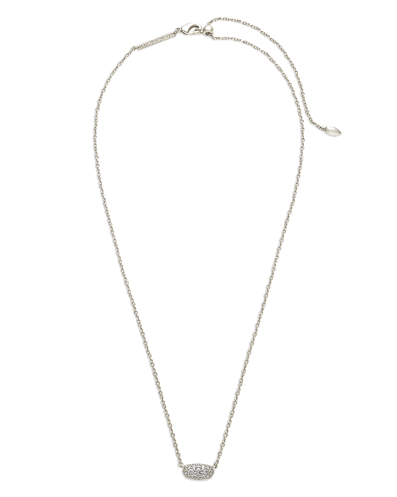 Kendra Scott Grayson Cubic Zirconia Adjustable Pendant Necklace In Rhodium Plate, 19 In Rhodium