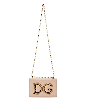 Shop Dolce & Gabbana Nappa Leather Dg Girls Bag In Powder Pin