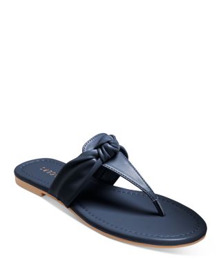 blue leather flip flops