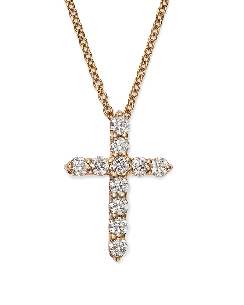 Bloomingdale's Fine Collection Diamond Small Cross Pendant Necklace in 14K White Gold, 0.33 tcw · OS