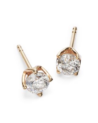 Diamond Round Tulip Stud Earrings in 14K Yellow Gold, 0.75 tcw 