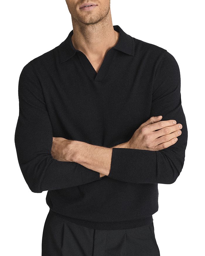 REISS Milburn Merino Wool Open Collar Polo | Bloomingdale's