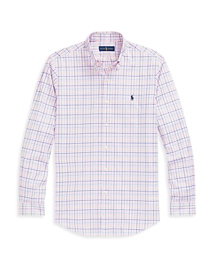 Polo Ralph Lauren Cotton Stretch Poplin Check Classic Fit Button Down Shirt In Pink/blue Multi