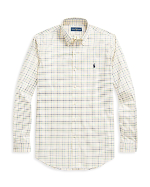 Polo Ralph Lauren Cotton Stretch Poplin Check Classic Fit Button Down Shirt In Yellow/blue Multi